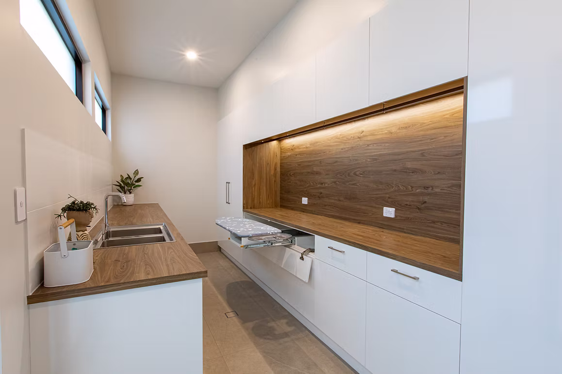 Builder-designed modern home interior with open plan