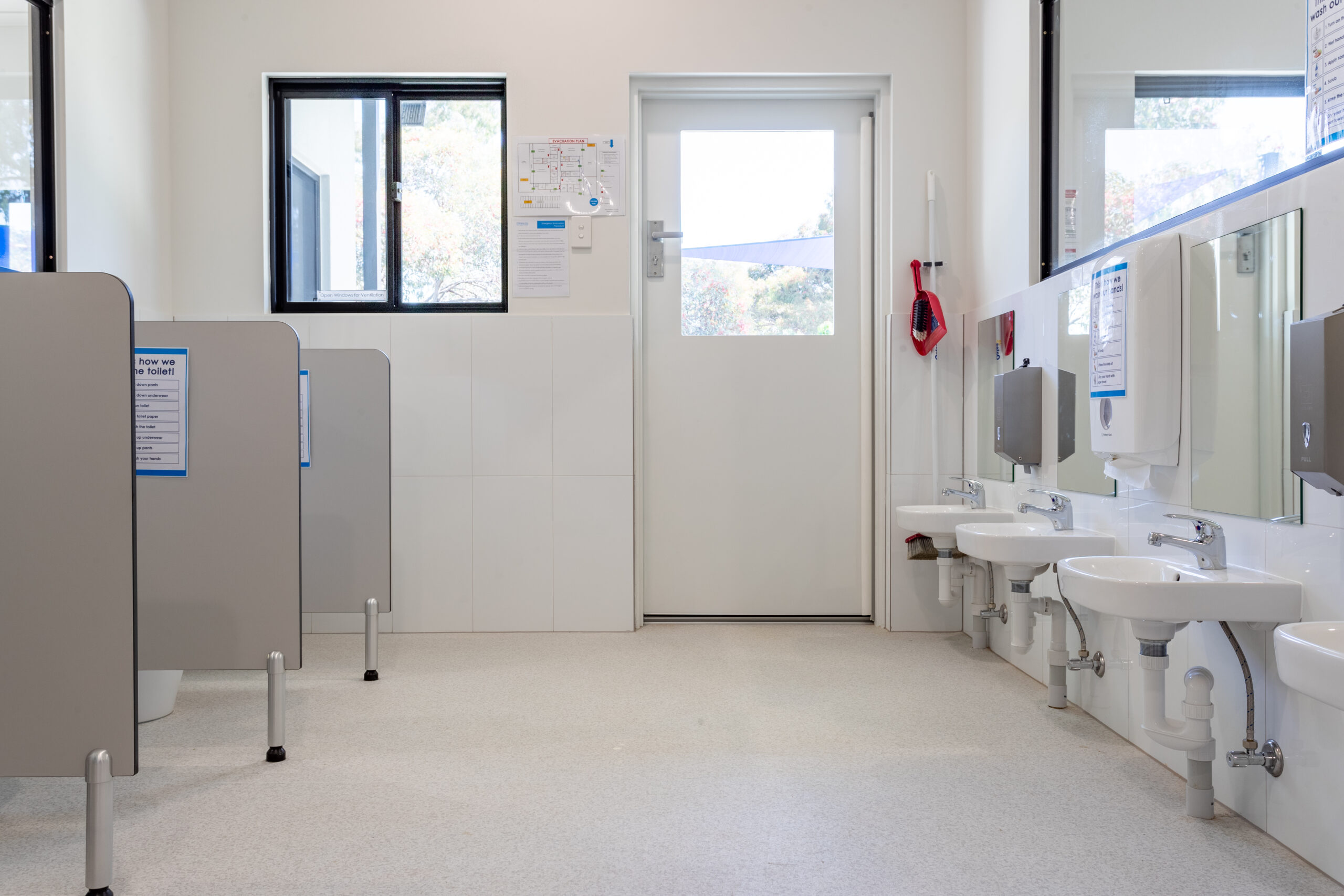 Modern childcare bathroom facilities at O’Briens Montessori Centre Modbury