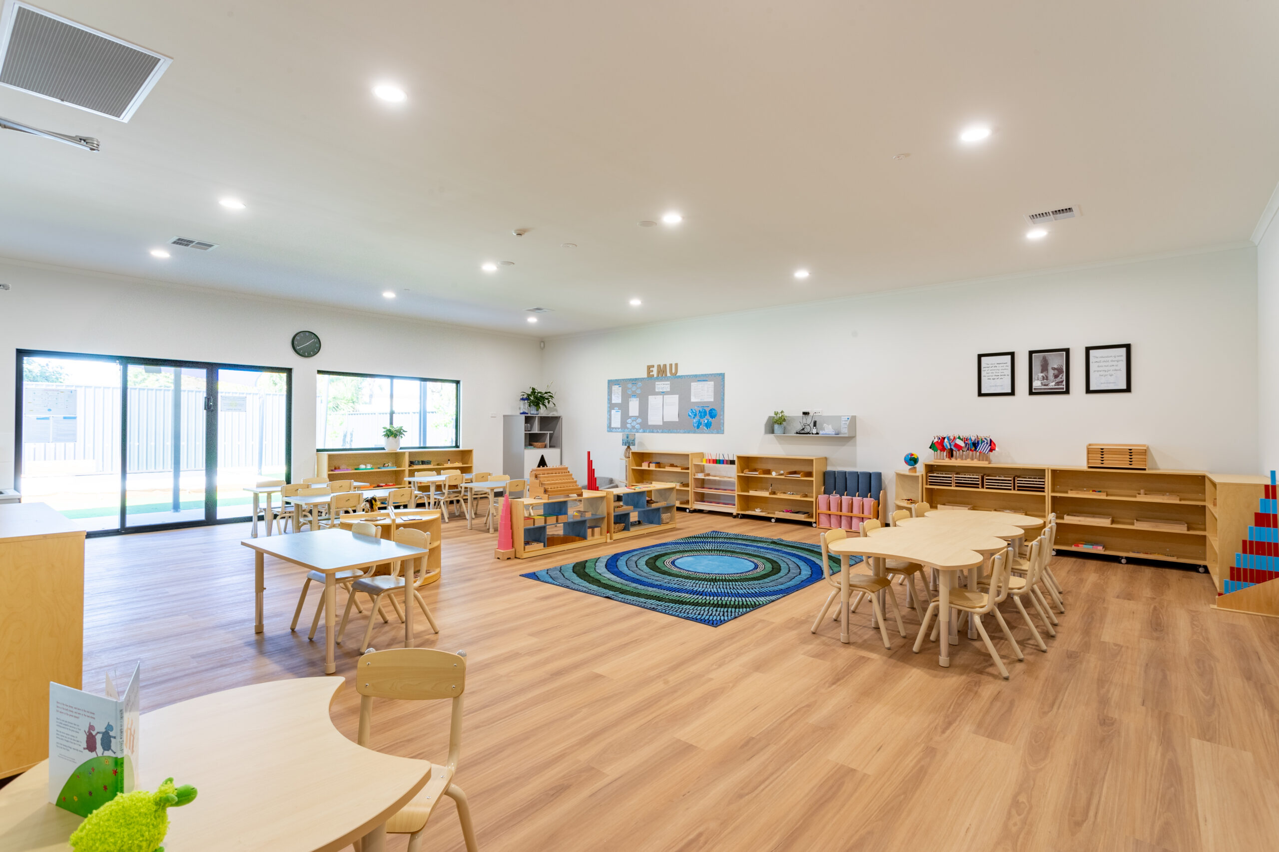 Light-filled Montessori play room at O’Briens childcare centre Modbury