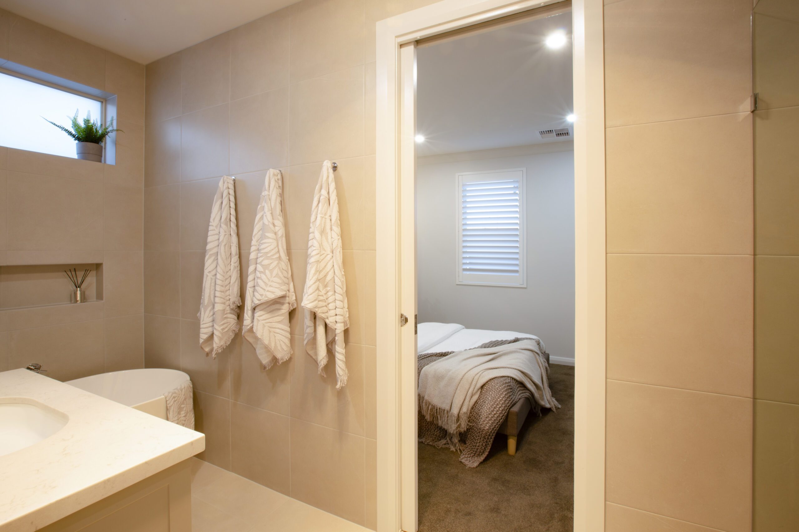 Master ensuite in Oasis display home by Built Solutions at Aston Park