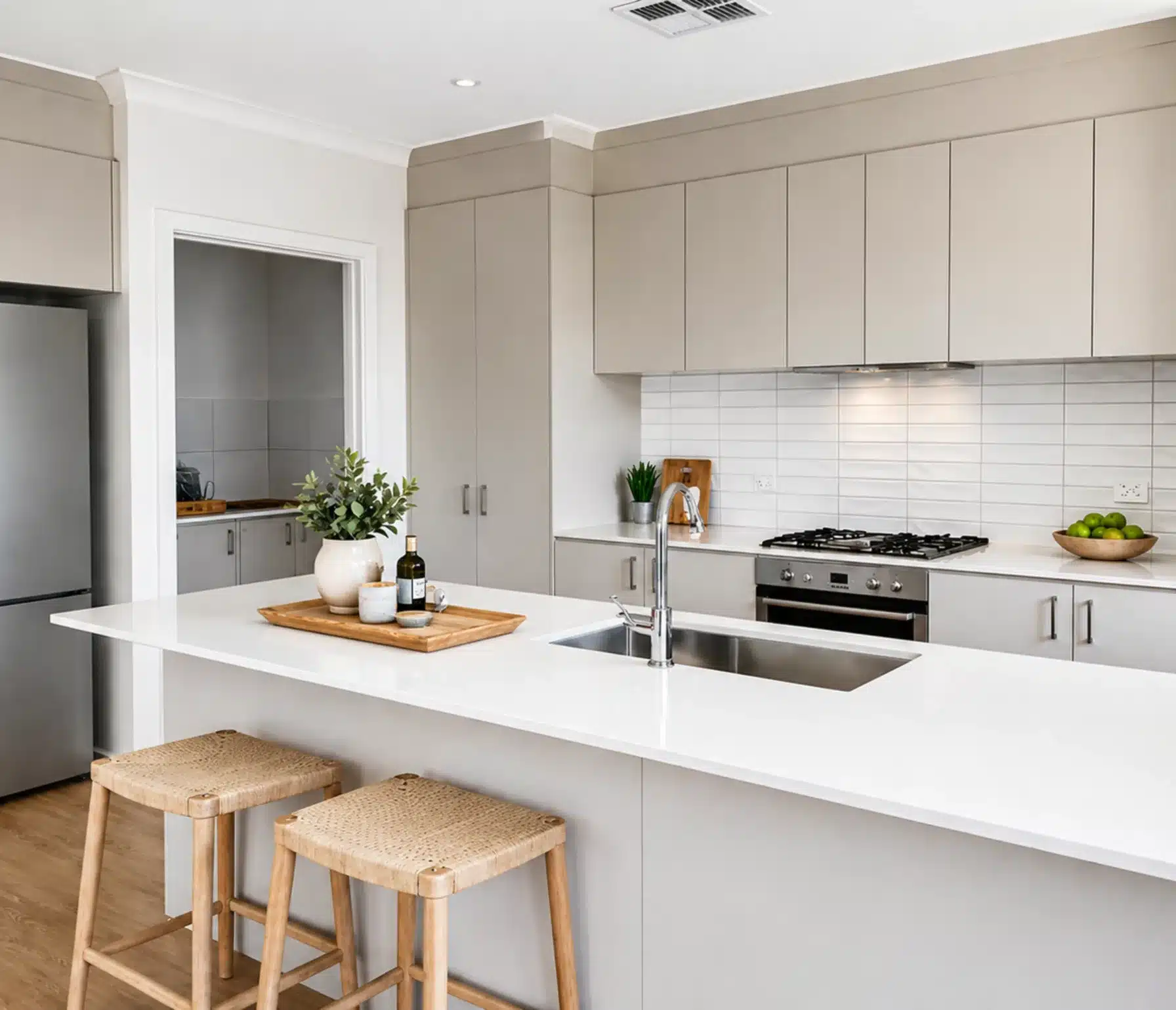 Newly-built kitchen completed as part of a custom home by a house builder